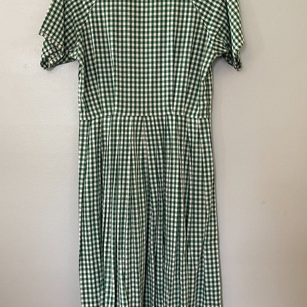 Vintage 1950s Green & White Gingham Day Dress - Picture 7 of 7